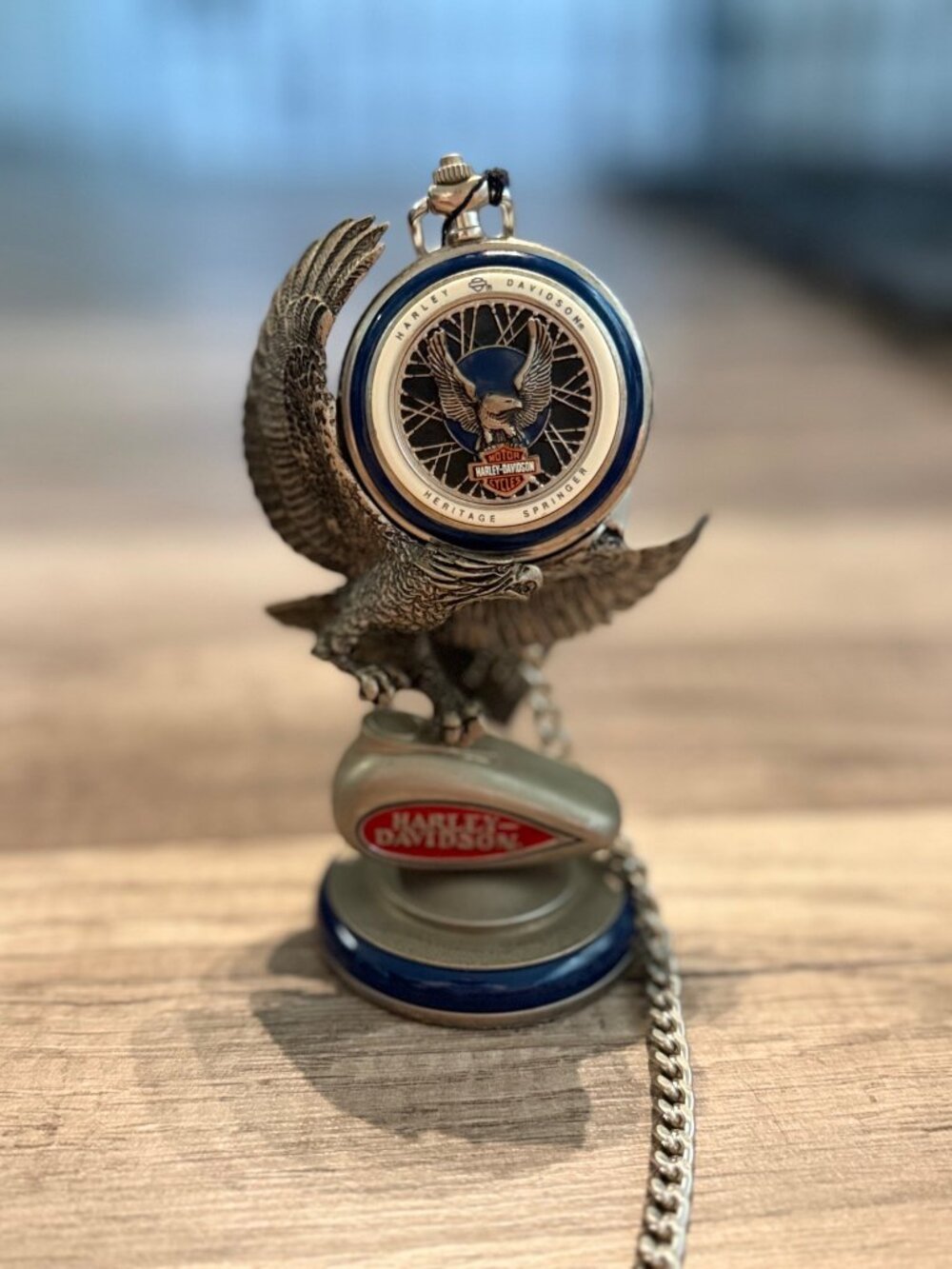 Harley-Davidson Heritage Springer Collectible Pocket Watch With Eagle Stand
